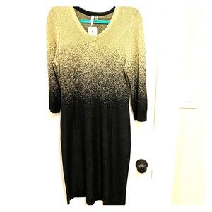 Black and Gold Ombré Sweater Dress